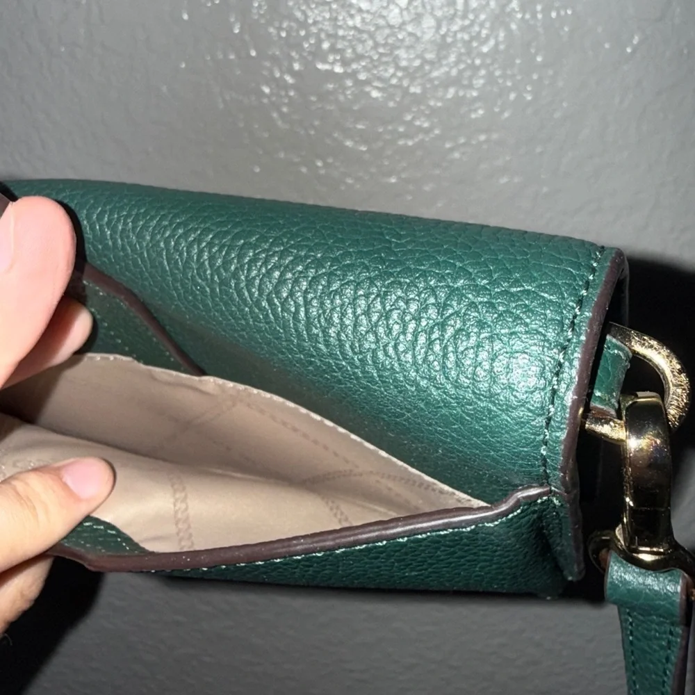 Michael Kors Pebbled Leather Convertible Crossbody Bag Green l Shoulder Purse